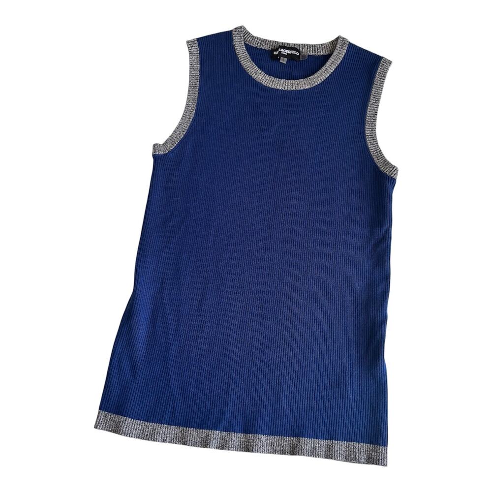 Karl Lagerfeld Paris Contrast Trim Sleeveless Sweater Tank Top Women’s Medium